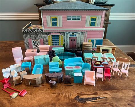 superior toys metal doll house mfg by t conn|1951 T COHN Tin Dollhouse Superior Toy Metal Litho 2 Story w .